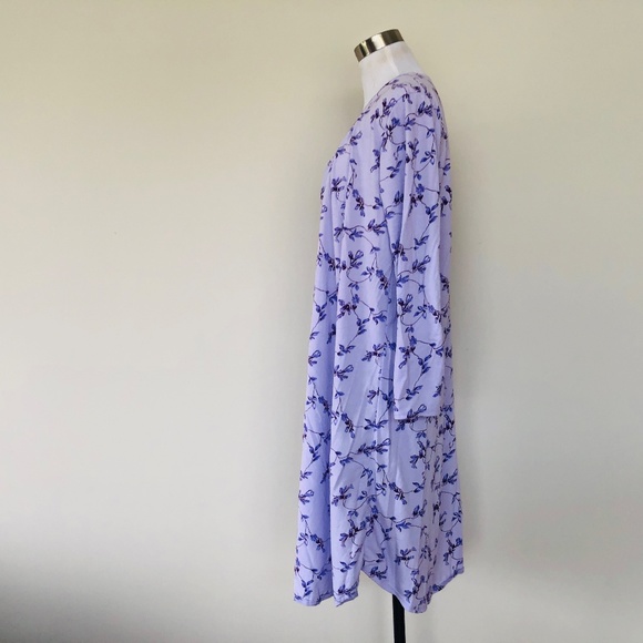 Nightgown Pullover Purple Floral Scoop Neck Long Sleeves CELESTIAL DREAMS - Picture 4 of 10